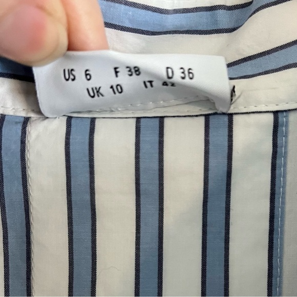 AKRIS PUNTO Oversize Stripe Button-Down Shirt with Pockets - Picture 8 of 11